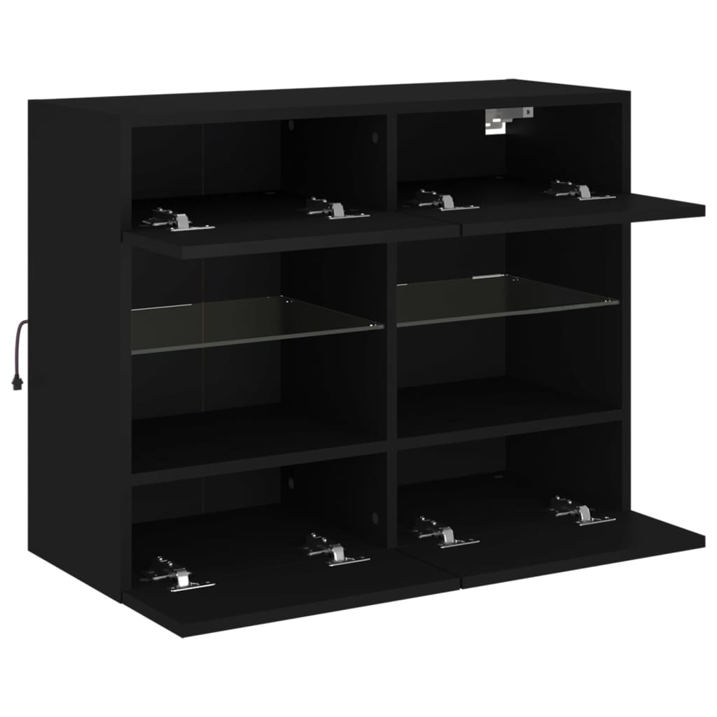 TV-Wandschrank mit LED-Leuchten Schwarz 78,5x30x60,5 cm