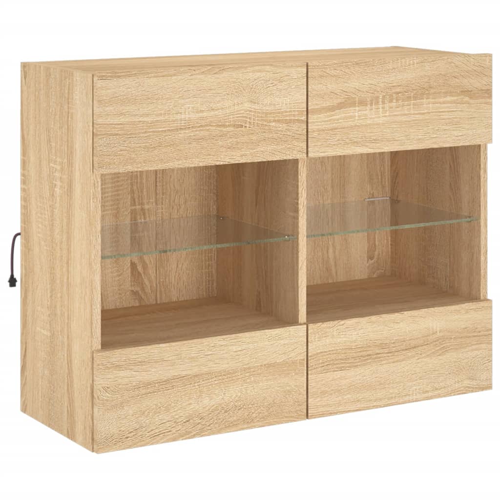 TV-Wandschrank mit LED-Leuchten Sonoma-Eiche 78,5x30x60,5 cm