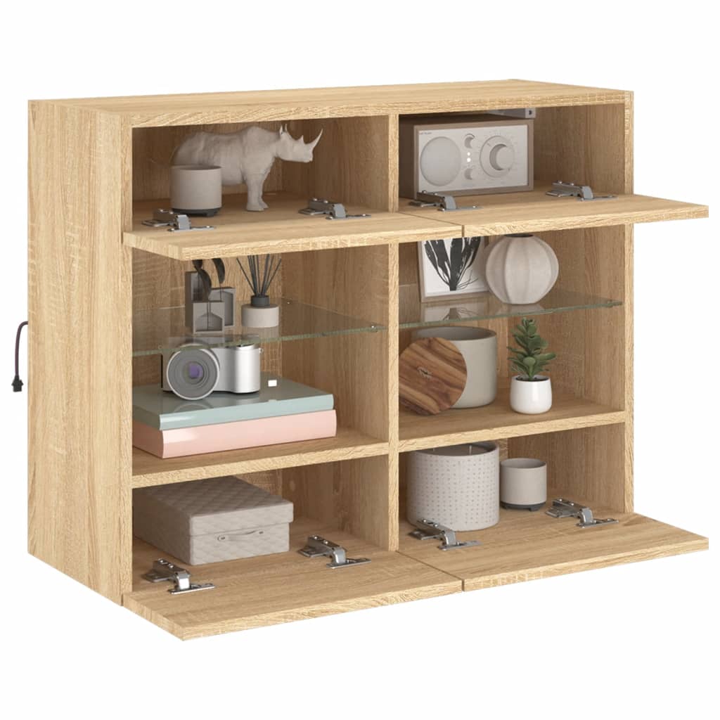 TV-Wandschrank mit LED-Leuchten Sonoma-Eiche 78,5x30x60,5 cm