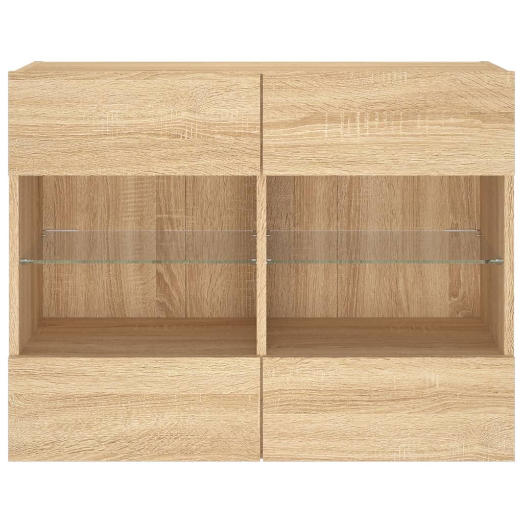 TV-Wandschrank mit LED-Leuchten Sonoma-Eiche 78,5x30x60,5 cm