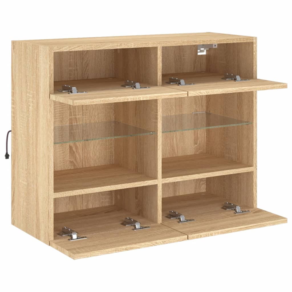 TV-Wandschrank mit LED-Leuchten Sonoma-Eiche 78,5x30x60,5 cm