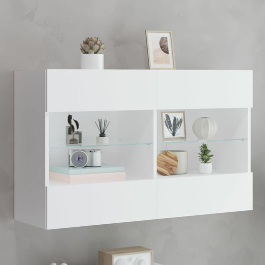 Meuble TV mural avec éclairage LED blanc 98,5x30x60,5 cm