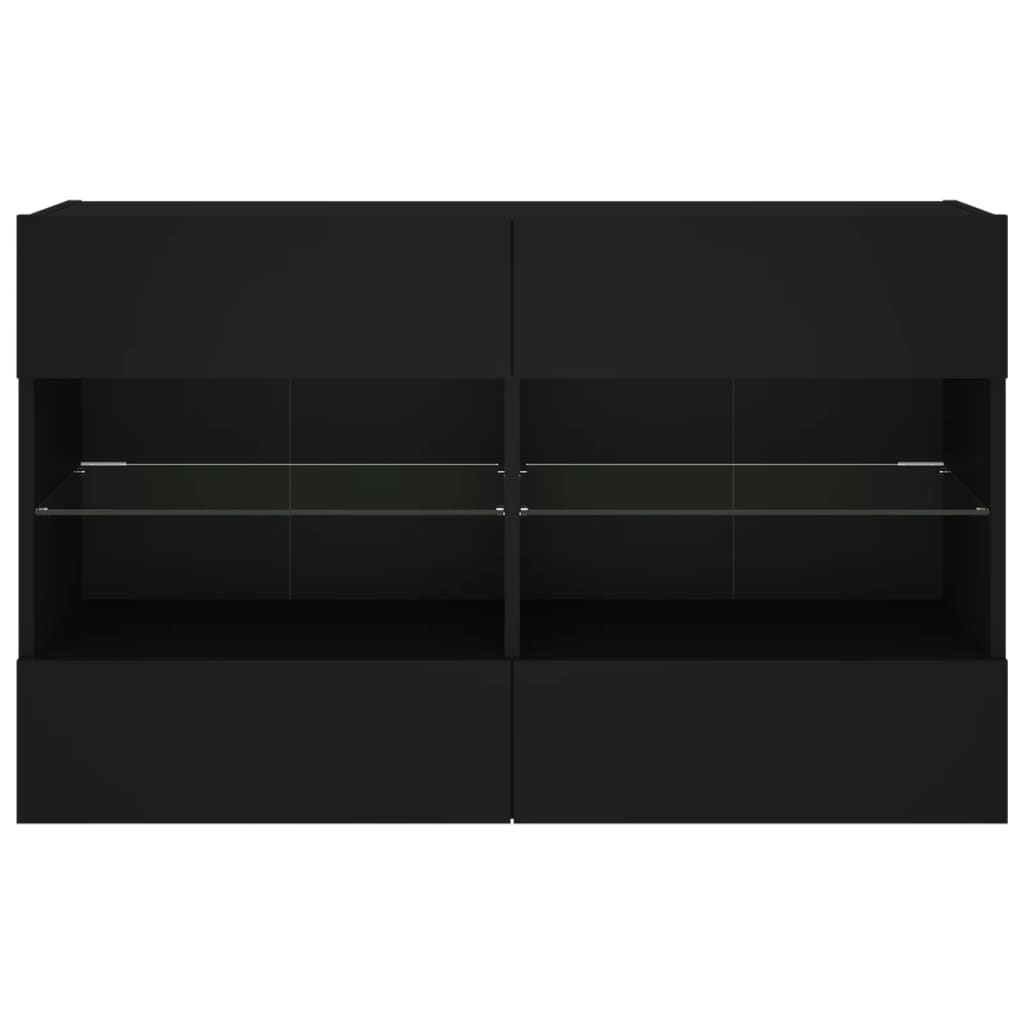 TV-Wandschrank mit LED-Leuchten Schwarz 98,5x30x60,5 cm