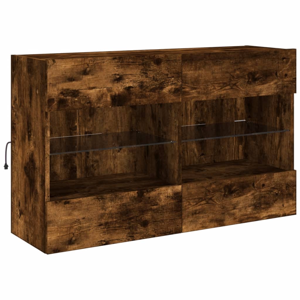 TV-Wandschrank mit LED-Leuchten Räuchereiche 98,5x30x60,5 cm