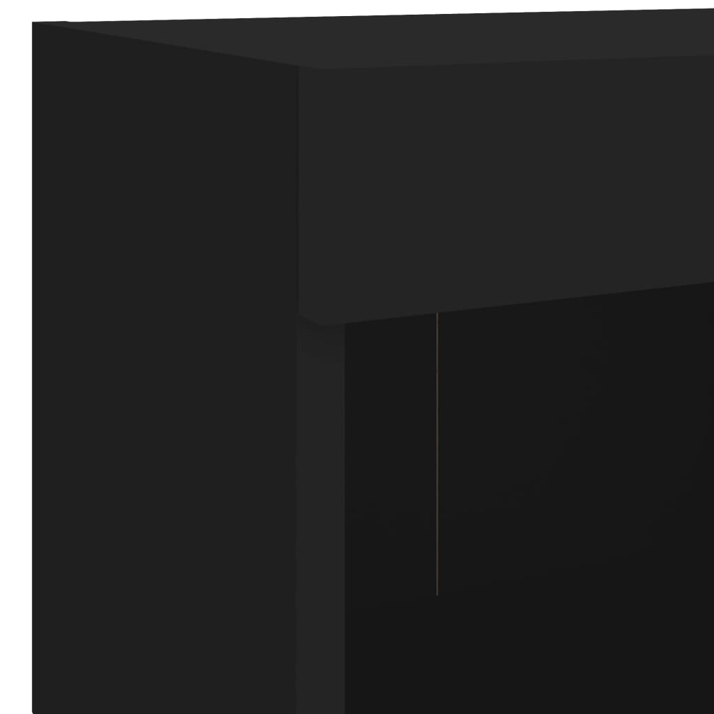 Wall Bedside Table with LED Lights Black