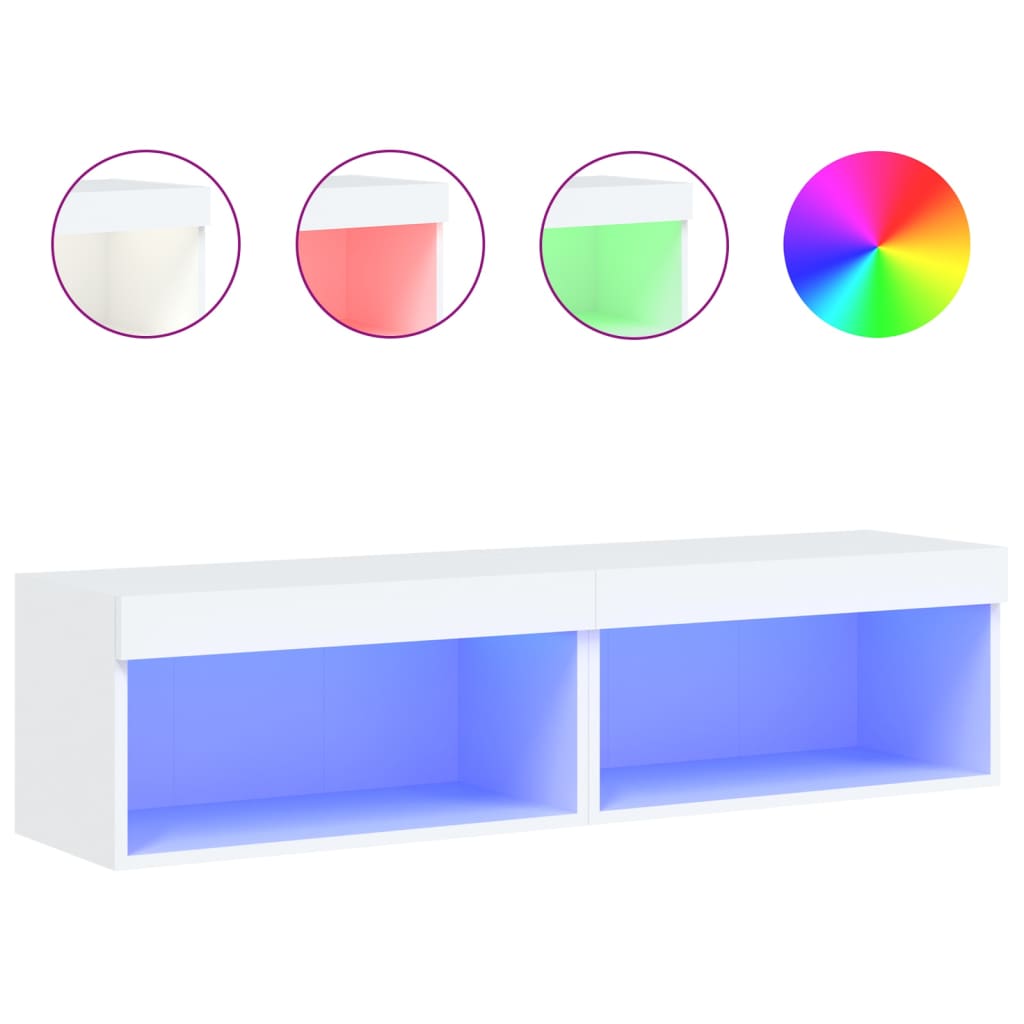 Meubles TV avec lumières LED 2 pcs Blanc 60x30x30 cm