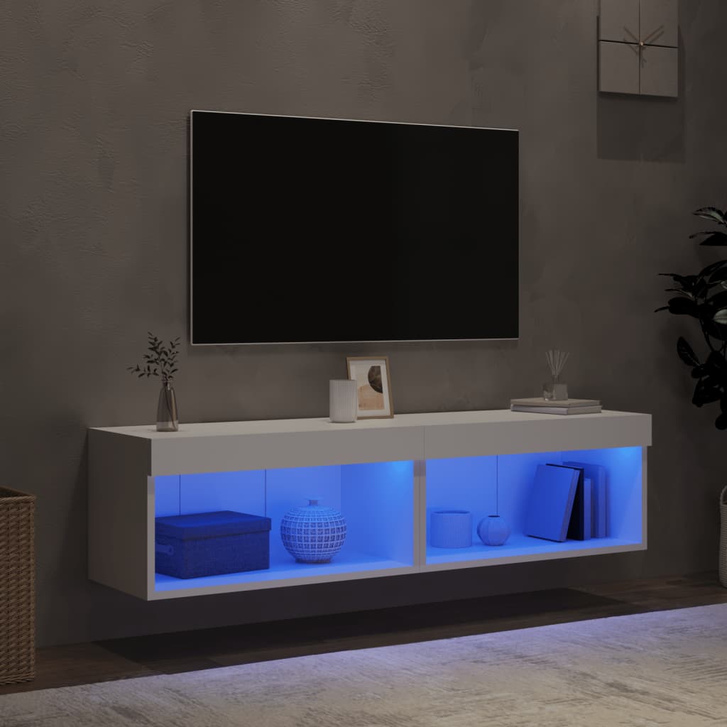 Meubles TV avec lumières LED 2 pcs Blanc 60x30x30 cm