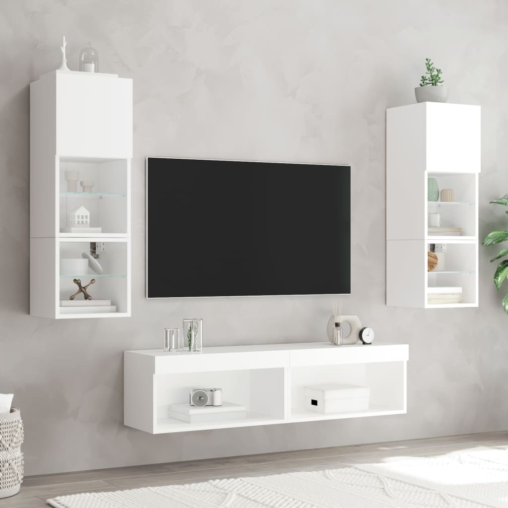 Meubles TV avec lumières LED 2 pcs Blanc 60x30x30 cm