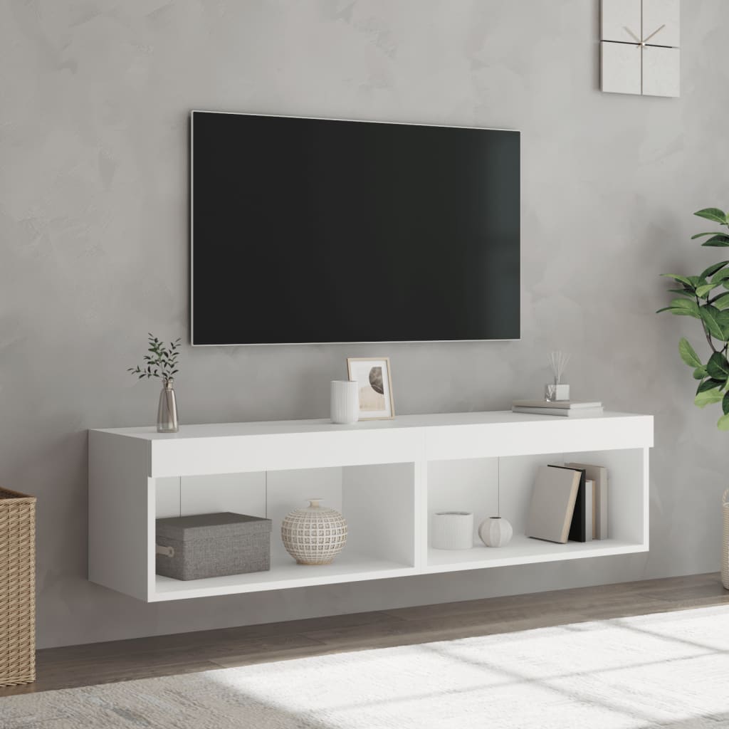 Meubles TV avec lumières LED 2 pcs Blanc 60x30x30 cm