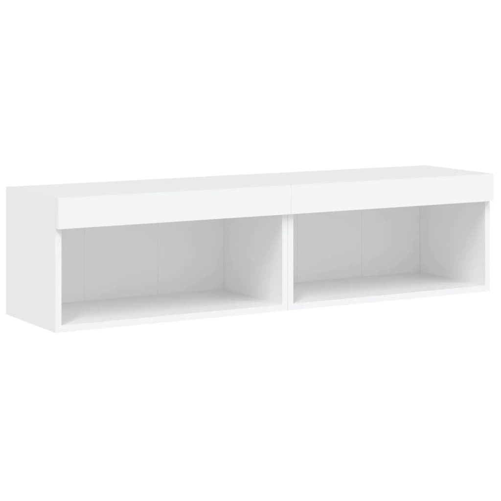Meubles TV avec lumières LED 2 pcs Blanc 60x30x30 cm