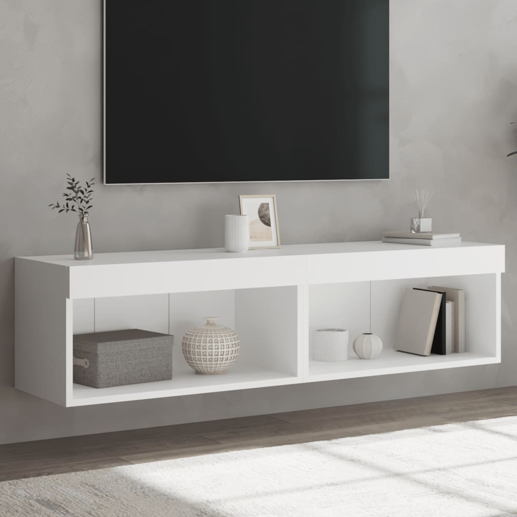 Meubles TV avec lumières LED 2 pcs Blanc 60x30x30 cm