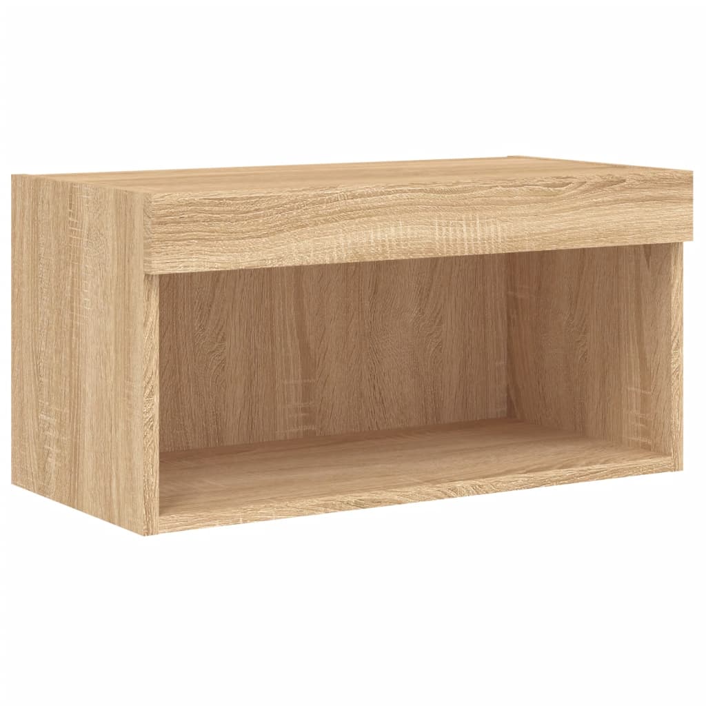 Meuble TV avec lumières LED Chêne Sonoma 60x30x30 cm