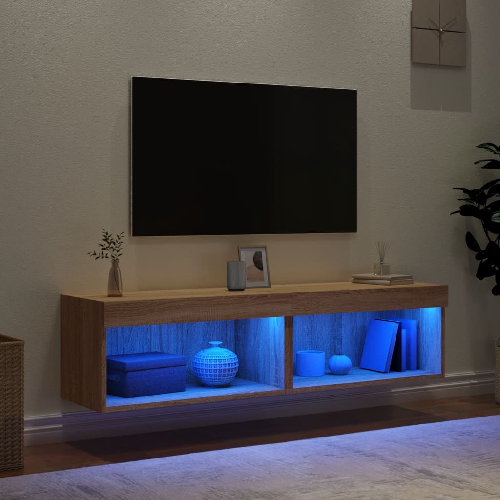 TV-Schränke mit LED-Leuchten 2 Stk. Sonoma-Eiche 60x30x30 cm