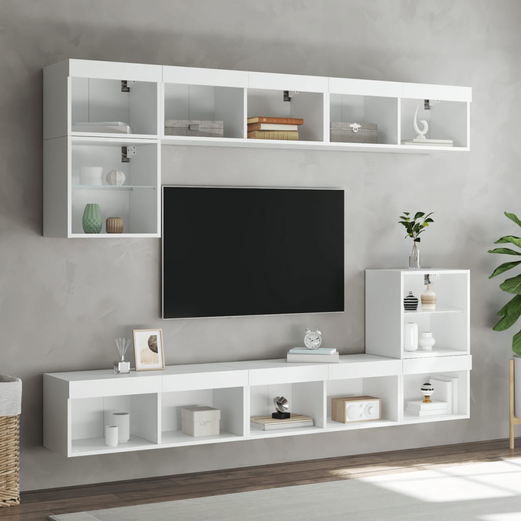 Meuble TV avec lumières LED blanc 80x30x30 cm