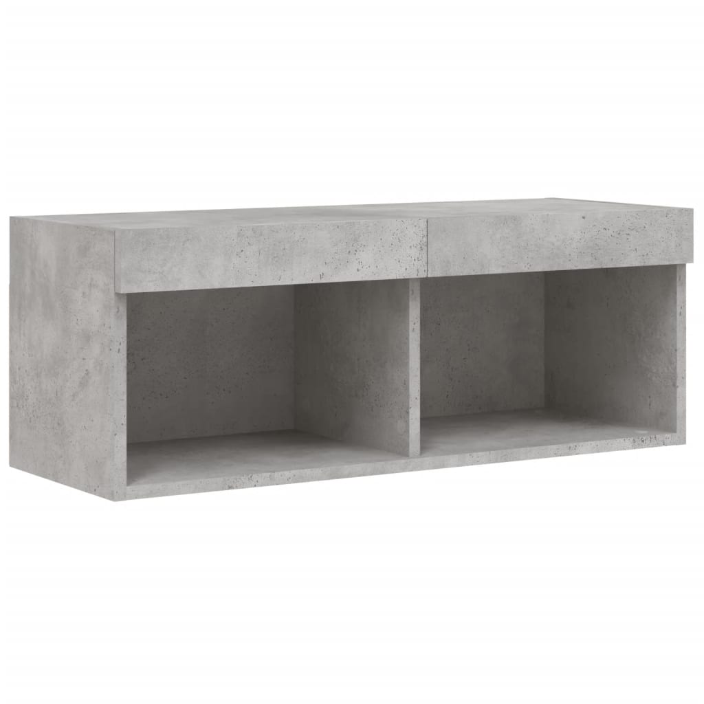 TV cabinet with LED lights concrete grey 80x30x30 cm