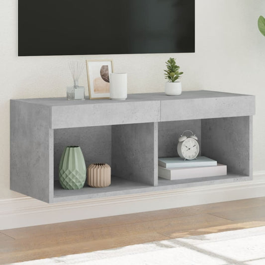 TV cabinet with LED lights concrete grey 80x30x30 cm