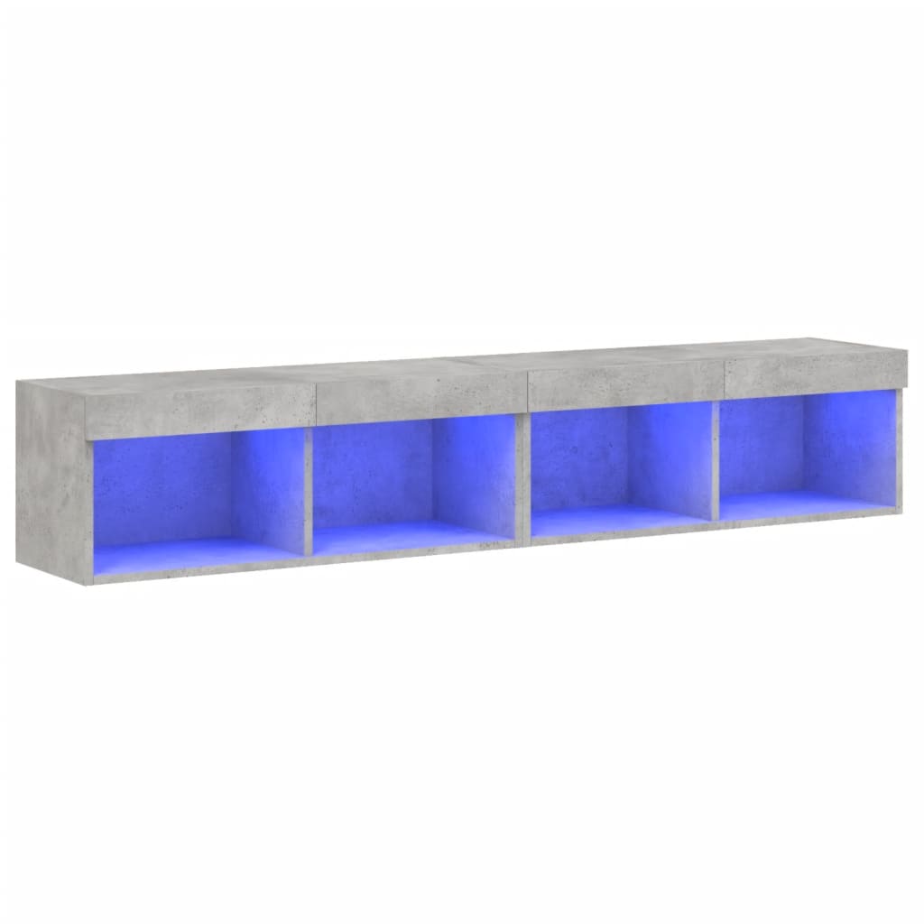 Meubles TV avec éclairage LED, 2 pièces, gris béton, 80 x 30 x 30 cm