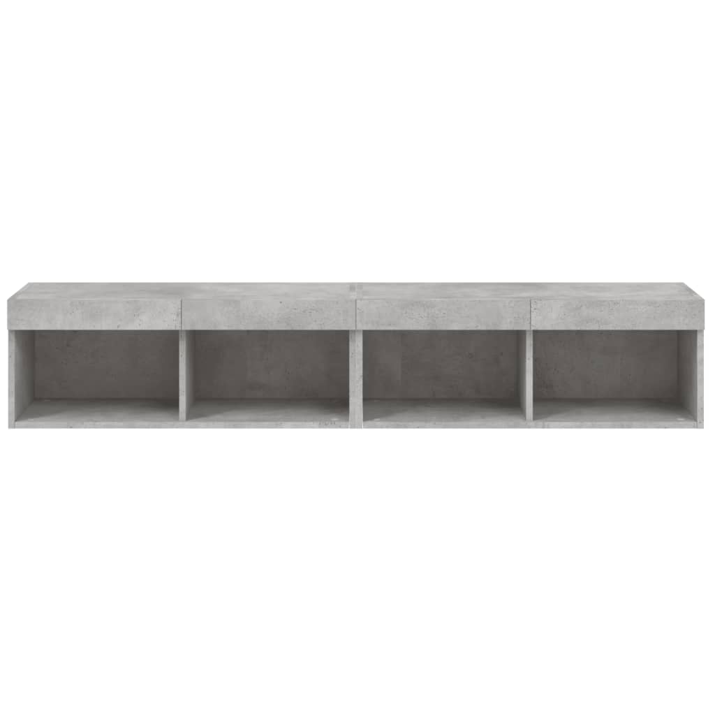Meubles TV avec éclairage LED, 2 pièces, gris béton, 80 x 30 x 30 cm