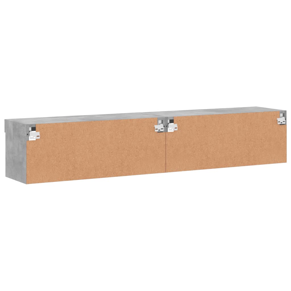 Meubles TV avec éclairage LED, 2 pièces, gris béton, 80 x 30 x 30 cm