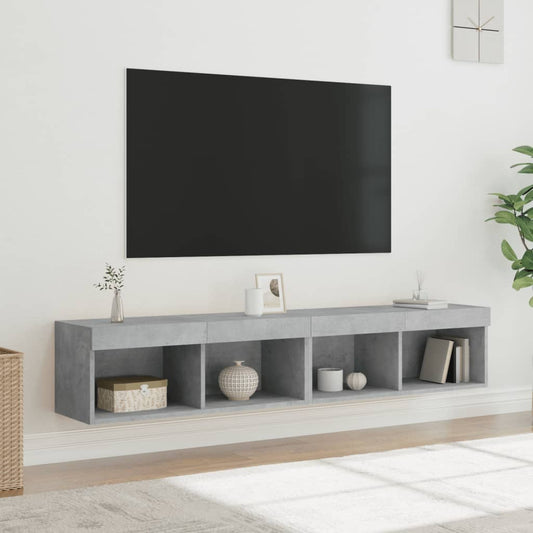 Meubles TV avec éclairage LED, 2 pièces, gris béton, 80 x 30 x 30 cm