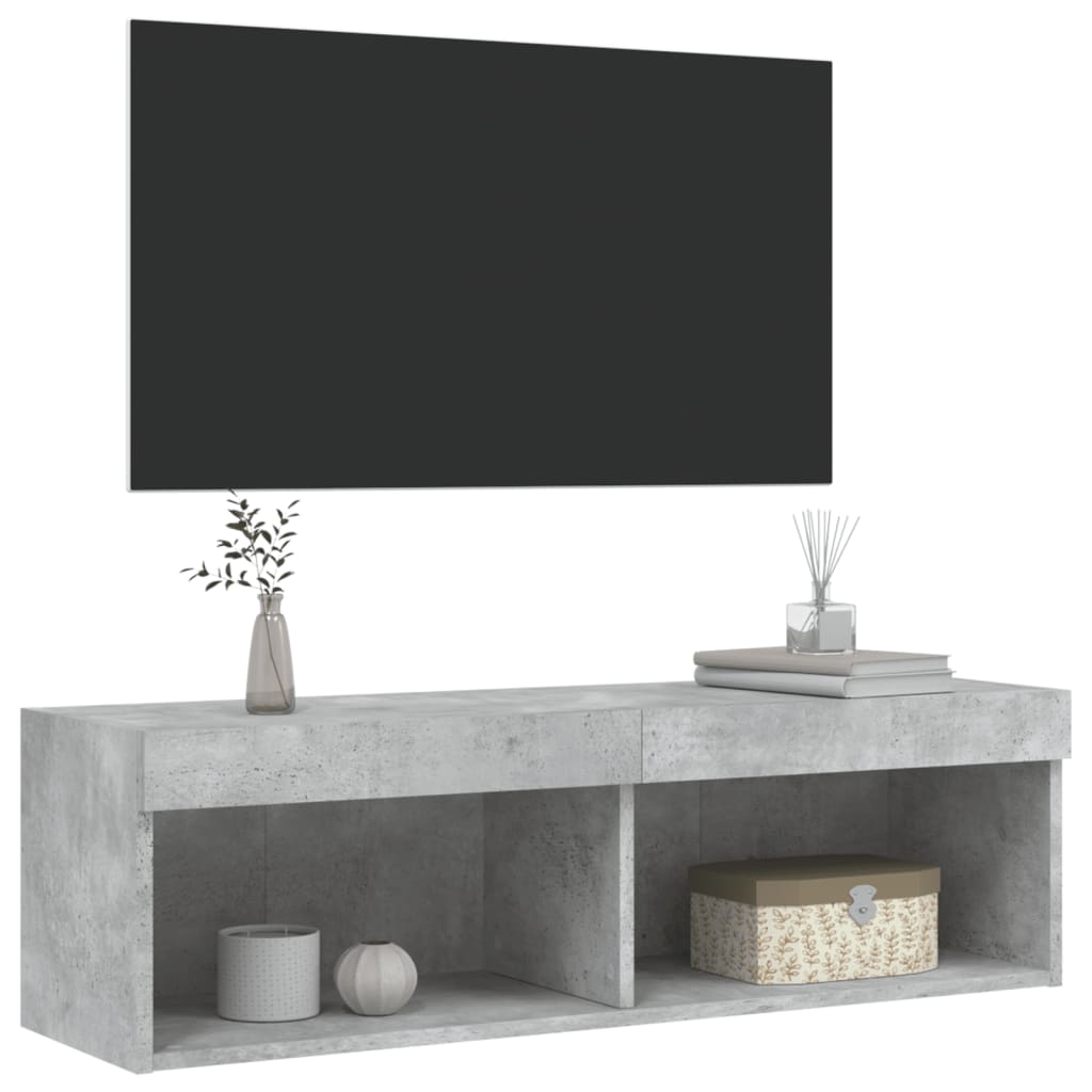 TV-Schrank mit LED-Leuchten Betongrau 100x30x30 cm