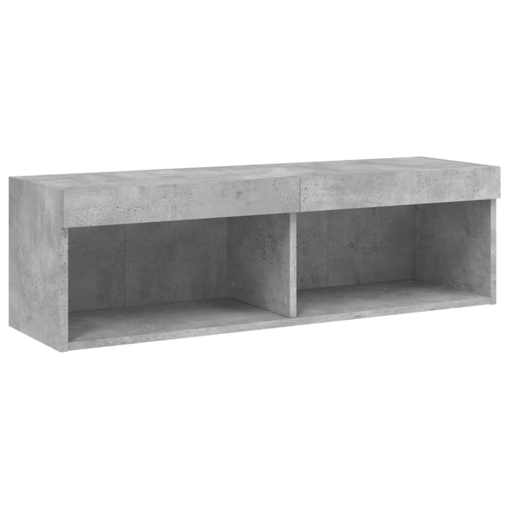 TV-Schrank mit LED-Leuchten Betongrau 100x30x30 cm