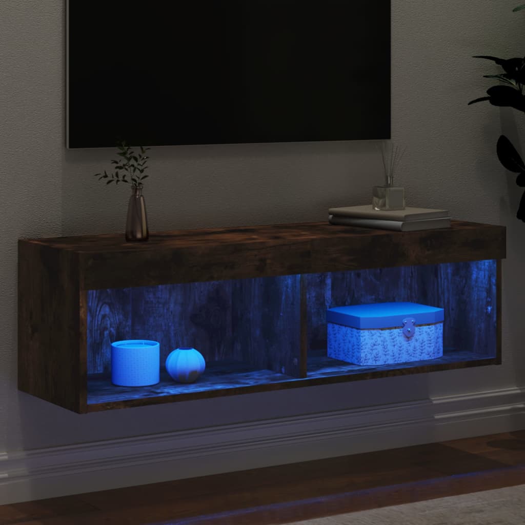TV-Schrank mit LED-Leuchten Räuchereiche 100x30x30 cm