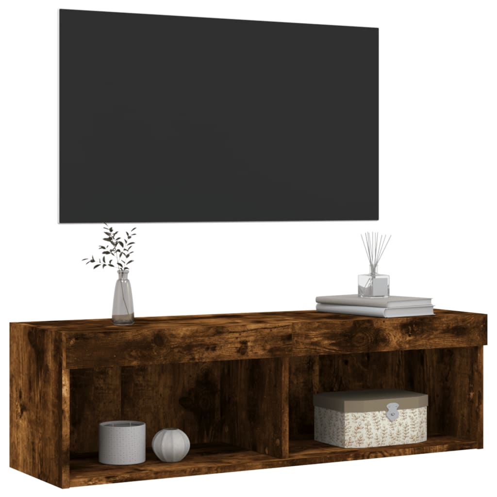 TV-Schrank mit LED-Leuchten Räuchereiche 100x30x30 cm
