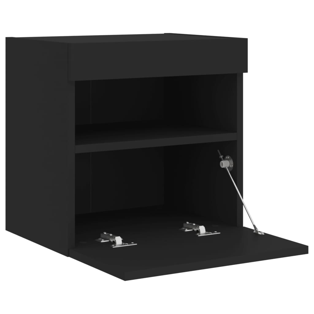 TV-Wandschränke mit LED-Leuchten 2 Stk. Schwarz 40x30x40 cm