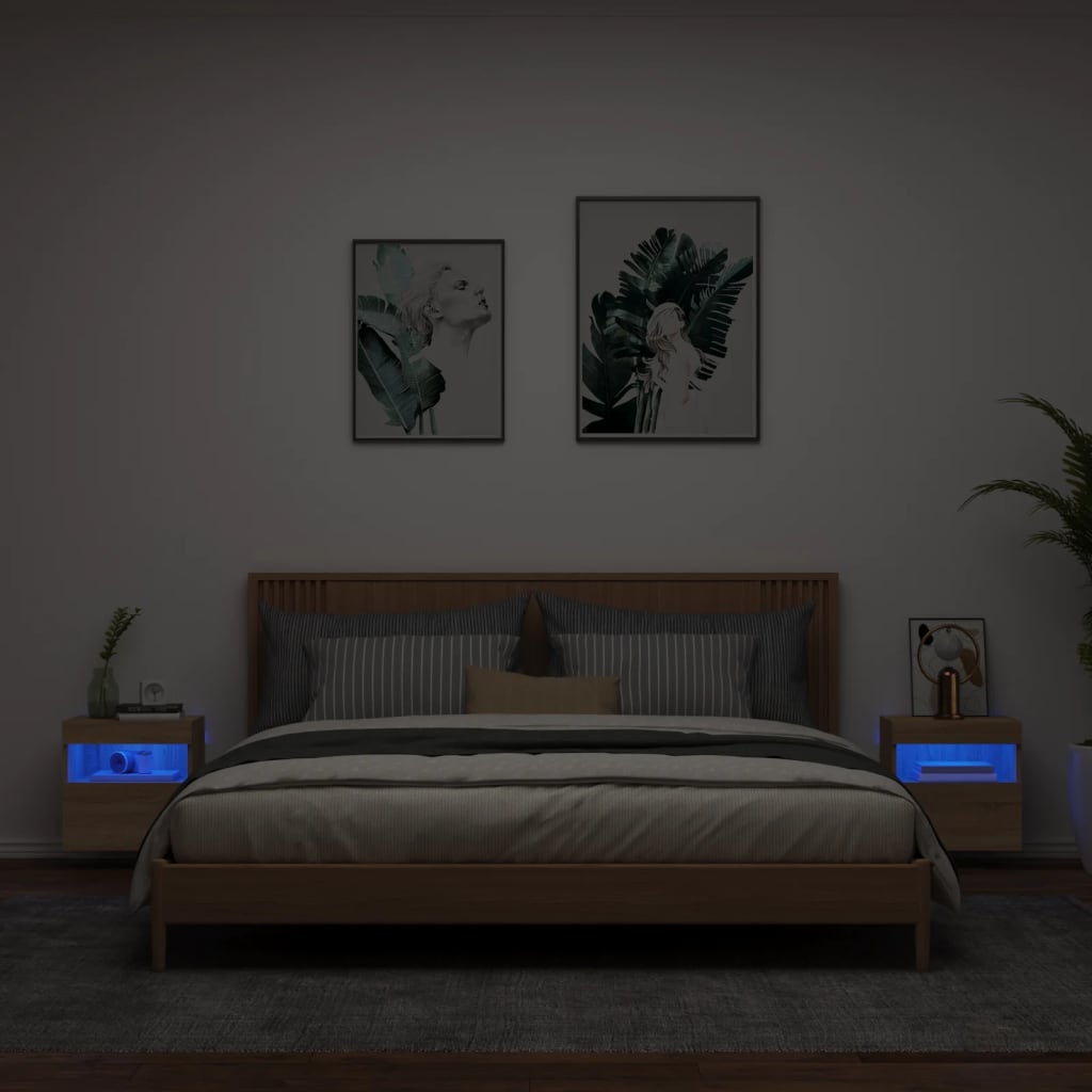 Meubles TV muraux avec lumières LED 2 pcs. Chêne Sonoma 40x30x40cm