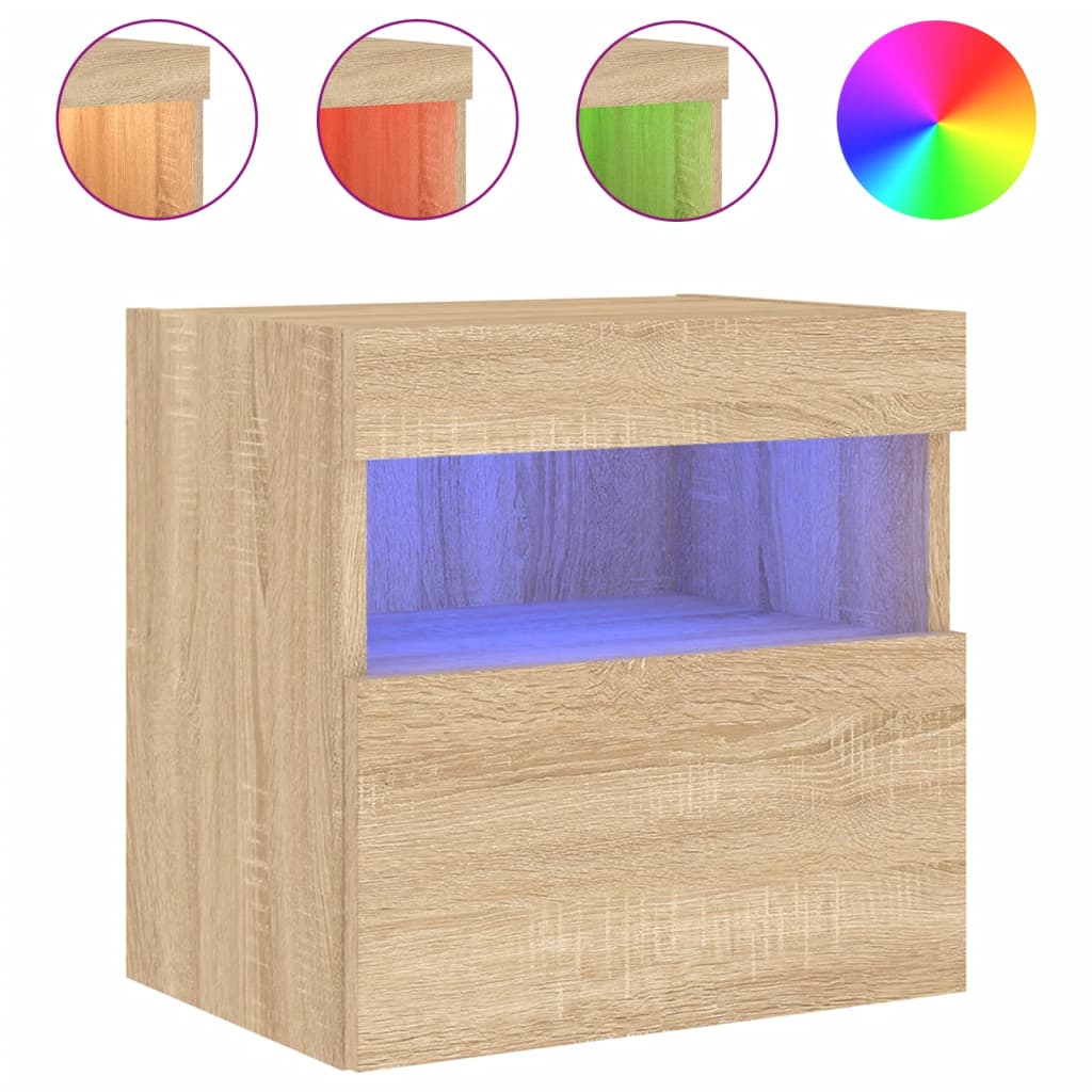 Meubles TV muraux avec lumières LED 2 pcs. Chêne Sonoma 40x30x40cm