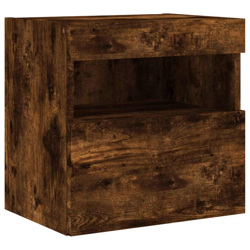 TV-Wandschrank mit LED-Leuchten Räuchereiche 40x30x40 cm