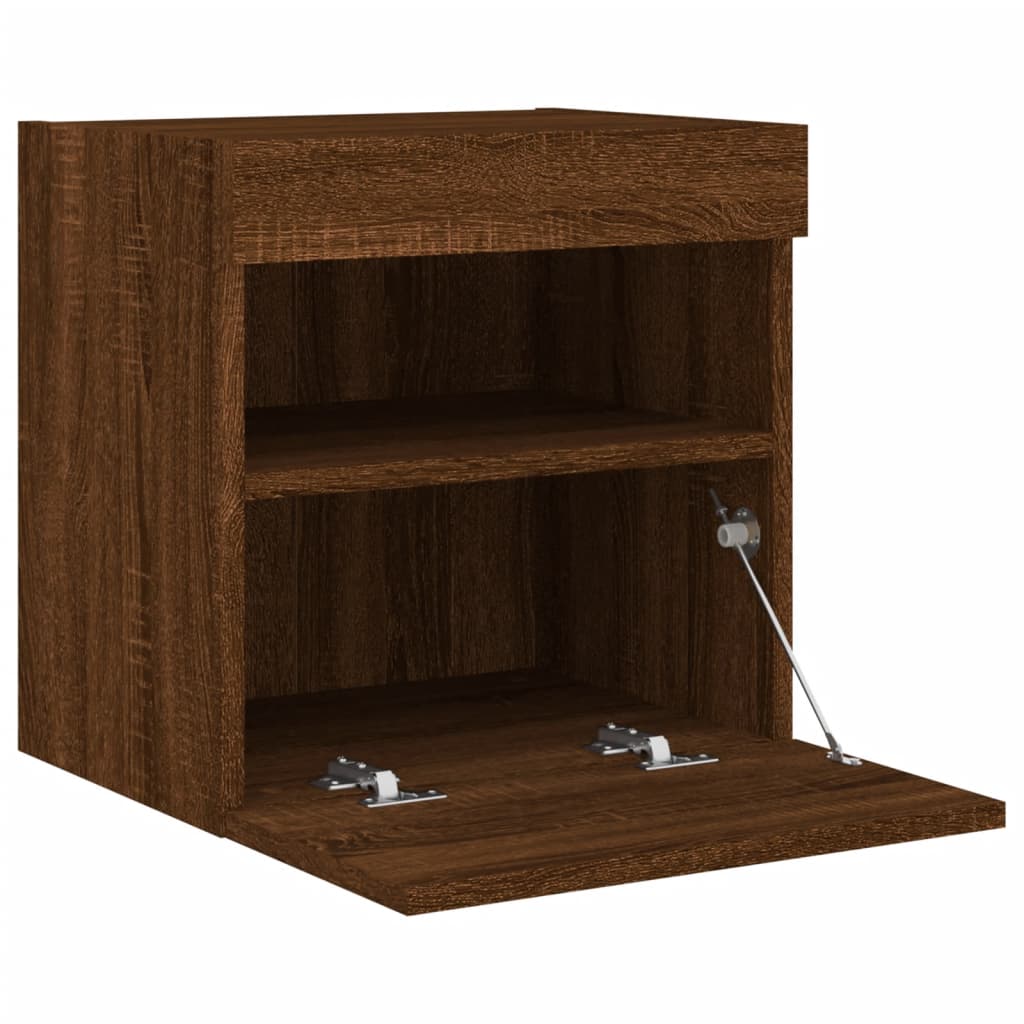 TV-Wandschrank mit LED-Leuchten Braun Eichen-Optik 40x30x40 cm