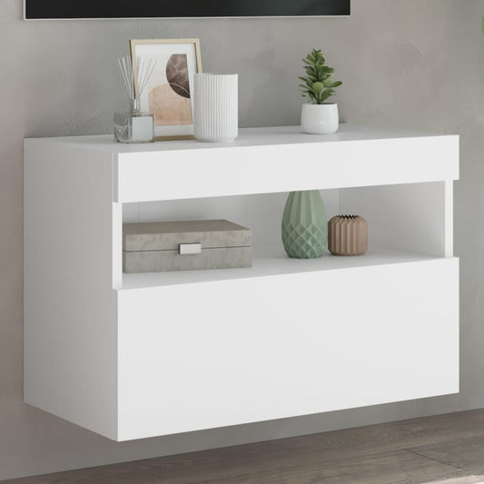 Meuble TV mural avec éclairage LED blanc 60x30x40 cm