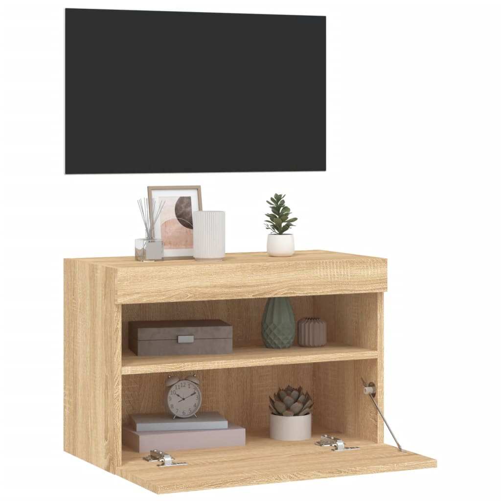 TV-Wandschrank mit LED-Leuchten Sonoma-Eiche 60x30x40 cm