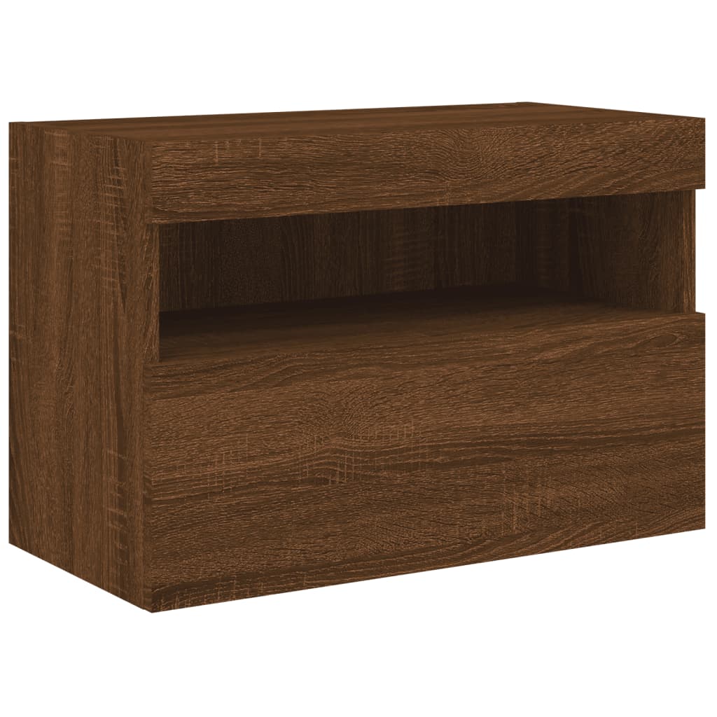 TV-Wandschrank mit LED-Leuchten Braun Eichen-Optik 60x30x40 cm