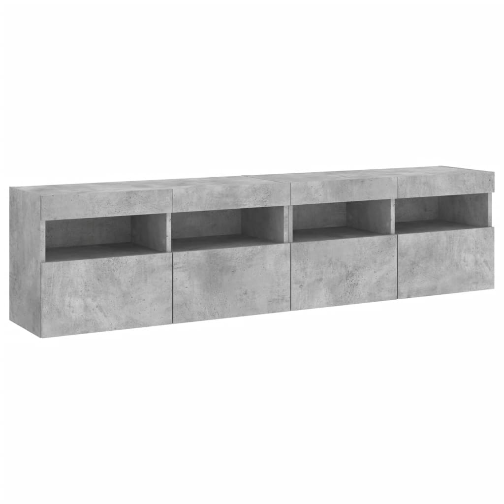 TV-Wandschränke mit LED-Leuchten 2 Stk. Betongrau 80x30x40 cm