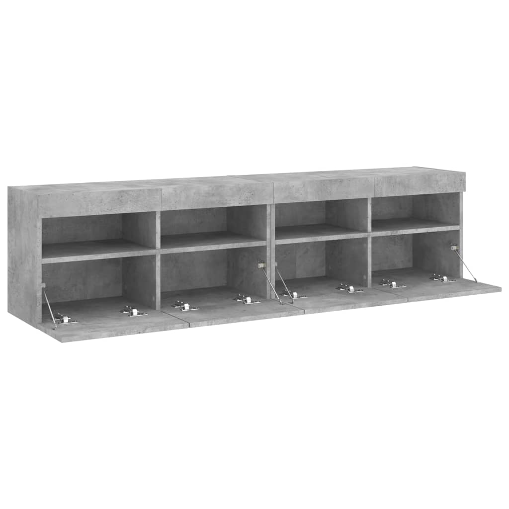 TV-Wandschränke mit LED-Leuchten 2 Stk. Betongrau 80x30x40 cm