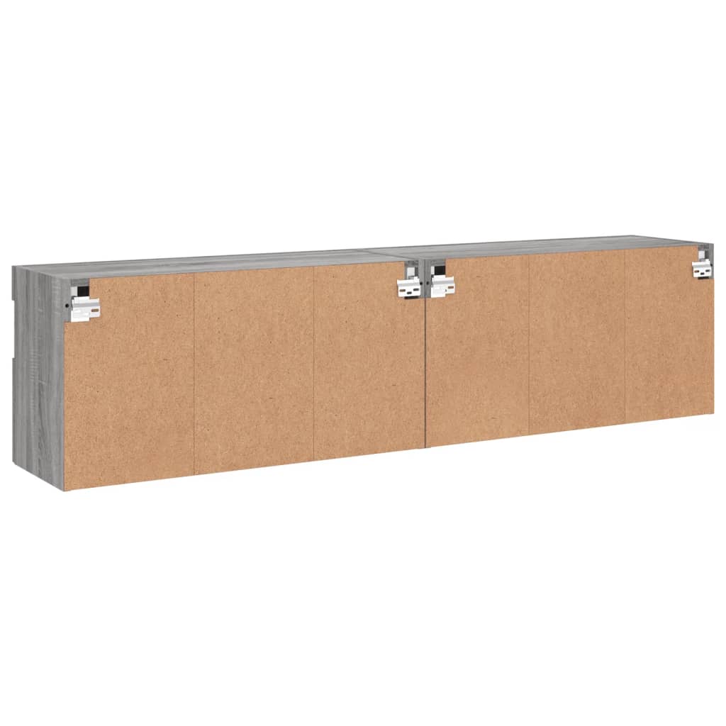 TV-Wandschränke mit LED-Leuchten 2 Stk. Grau Sonoma 80x30x40 cm