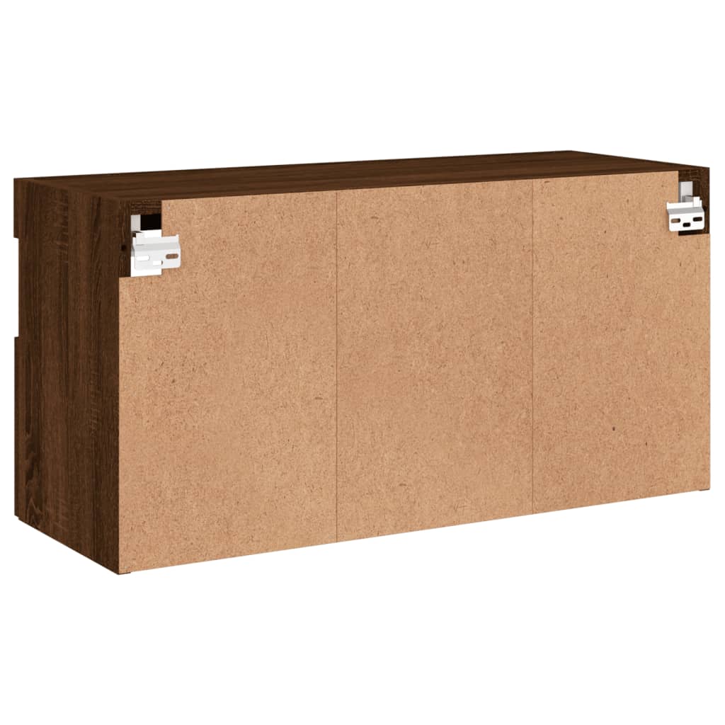 TV-Wandschrank mit LED-Leuchten Braun Eichen-Optik 80x30x40 cm