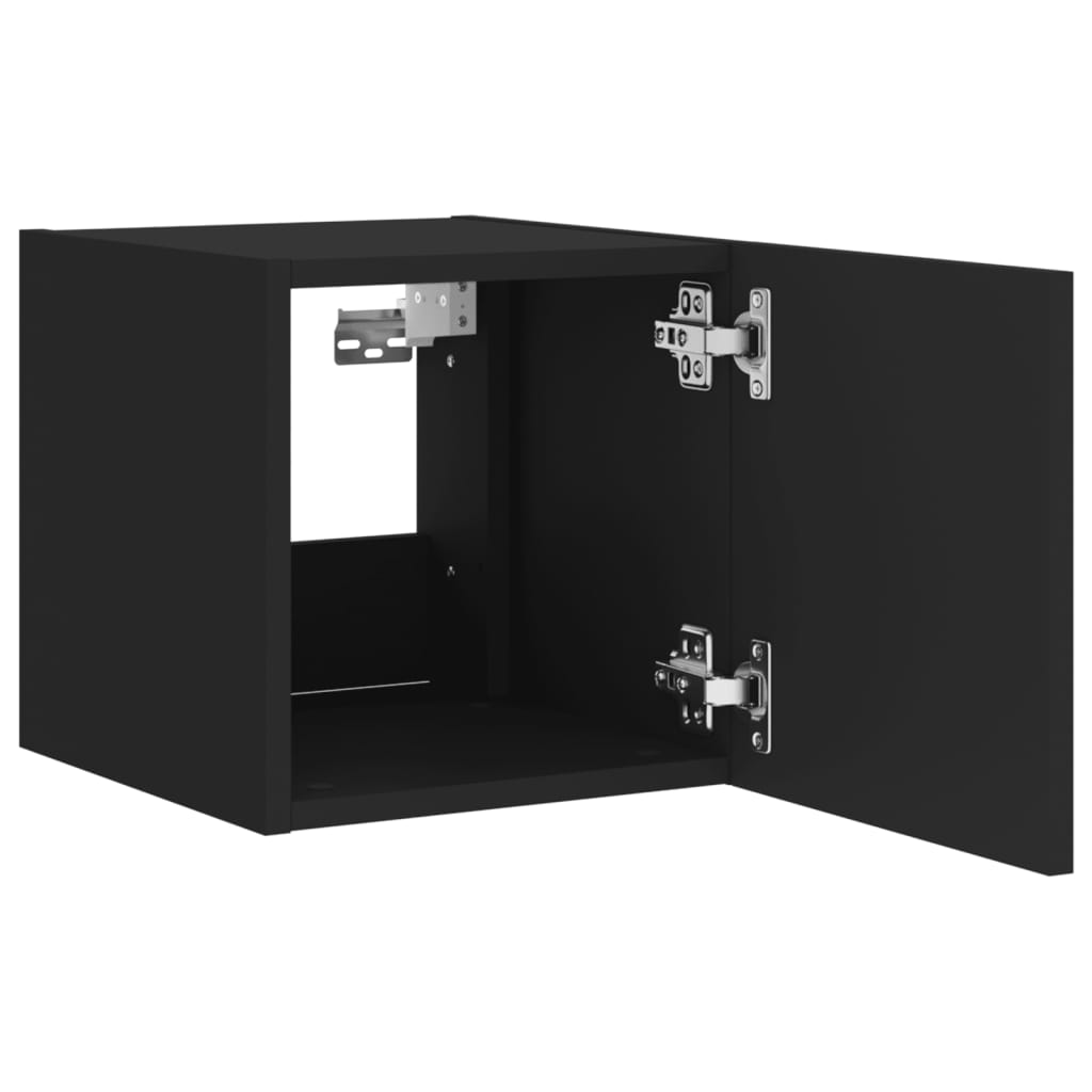 Armoires TV murales avec lumières LED 2 pcs Noir 30,5x35x30 cm