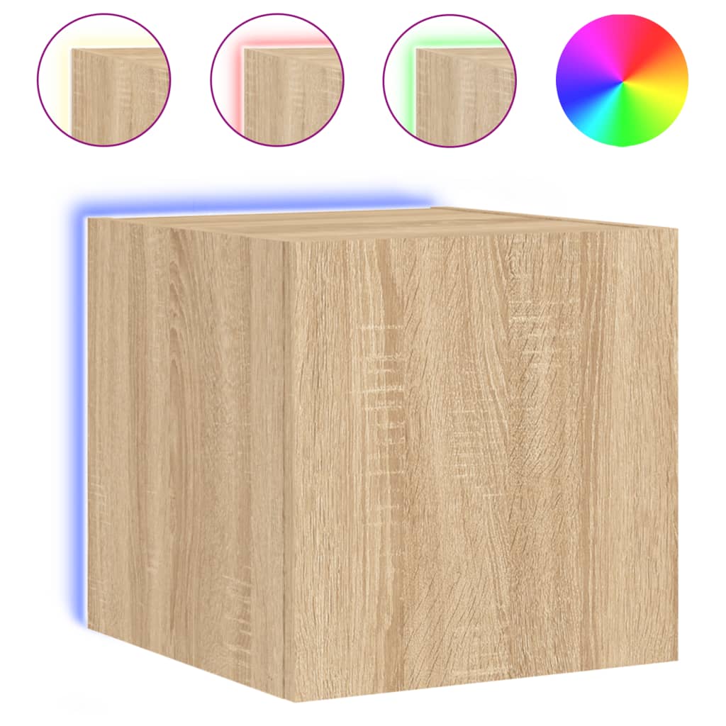 TV-Wandschrank mit LED-Leuchten Sonoma-Eiche 30,5x35x30 cm