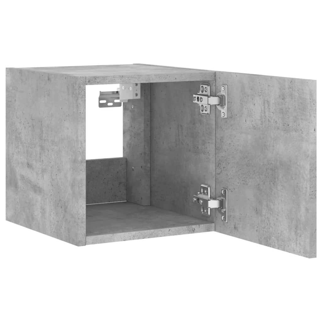 Meubles TV muraux avec lumières LED 2 pièces Gris béton 30,5x35x30 cm.