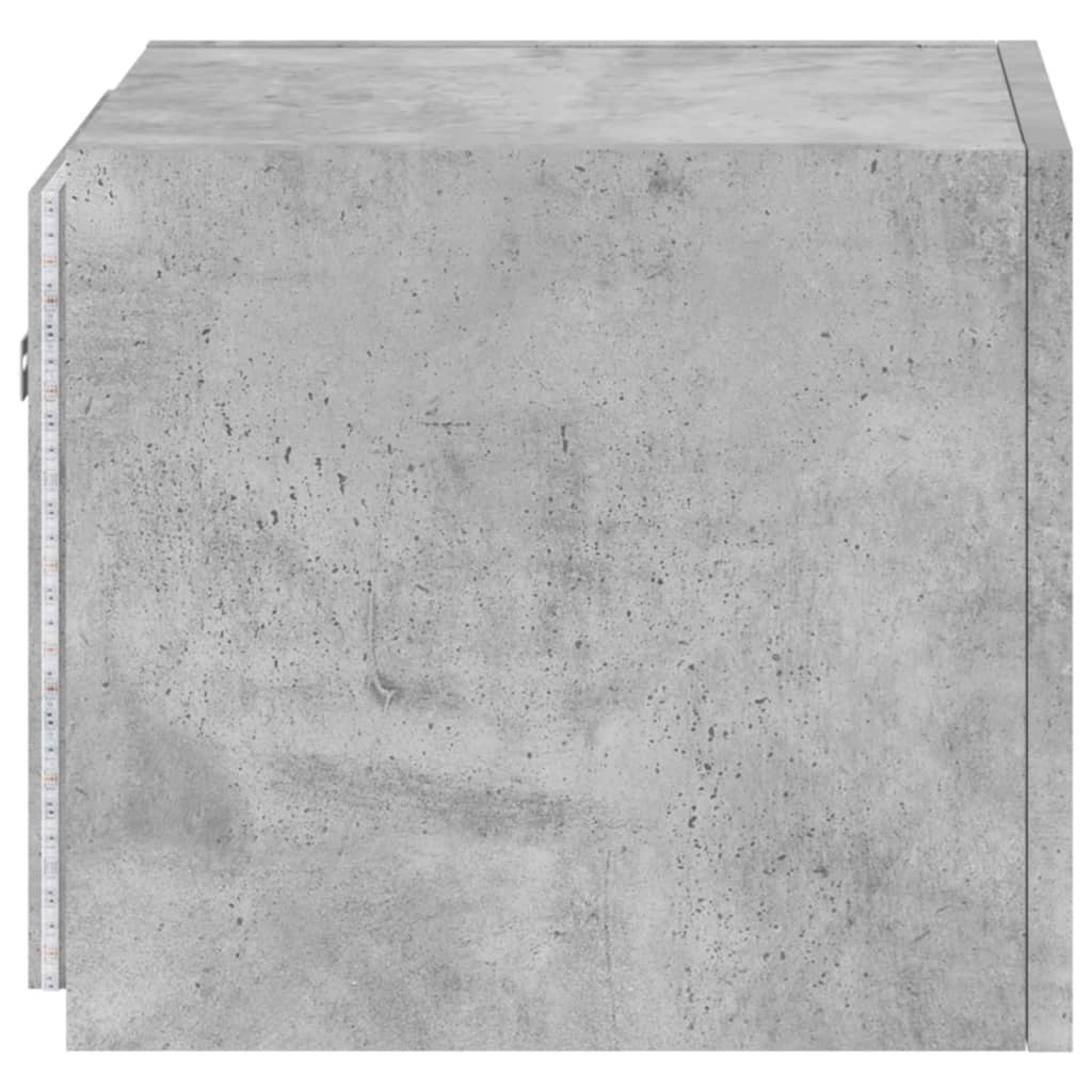 Meubles TV muraux avec lumières LED 2 pièces Gris béton 30,5x35x30 cm.