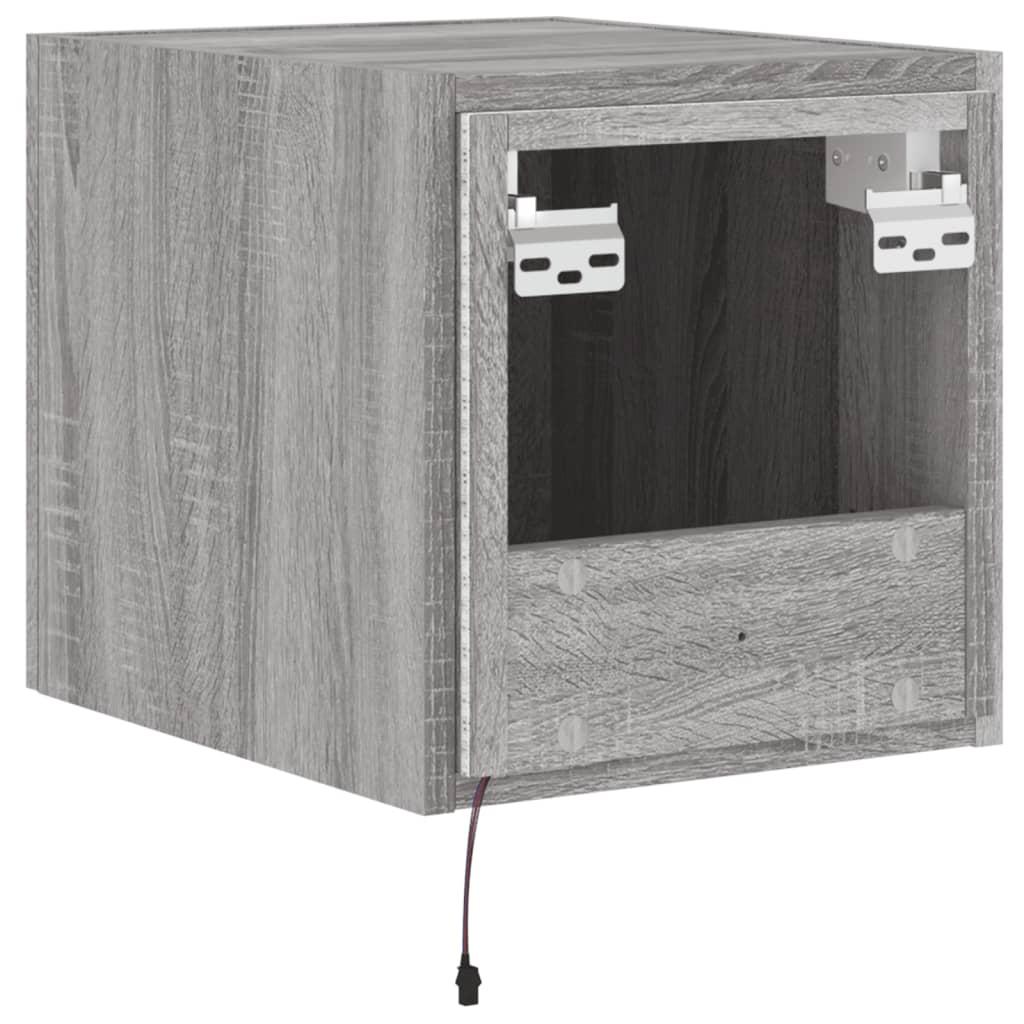 TV-Wandschrank mit LED-Leuchten Grau Sonoma 30,5x35x30 cm