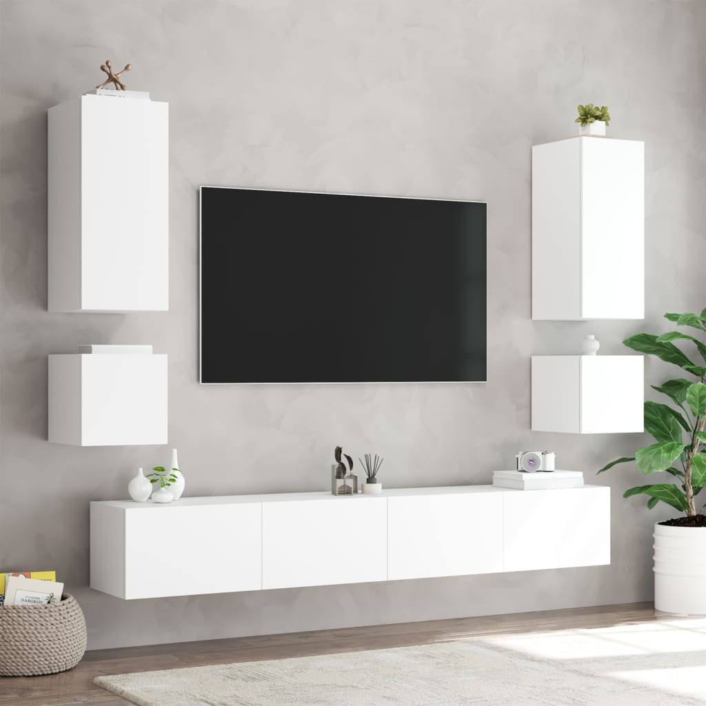 TV-Wandschrank mit LED-Leuchten Weiß 40,5x35x40 cm