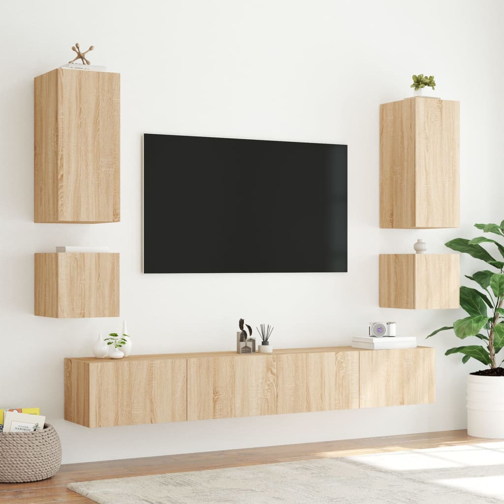 TV-Wandschrank mit LED-Leuchten Sonoma-Eiche 40,5x35x40 cm