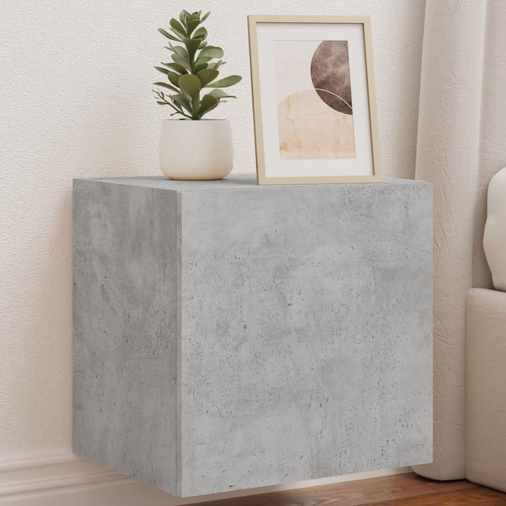 Meubles TV muraux avec lumières LED 2 pièces Gris béton 40,5x35x40 cm.