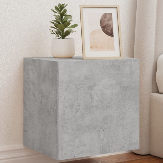 Meubles TV muraux avec lumières LED 2 pièces Gris béton 40,5x35x40 cm.