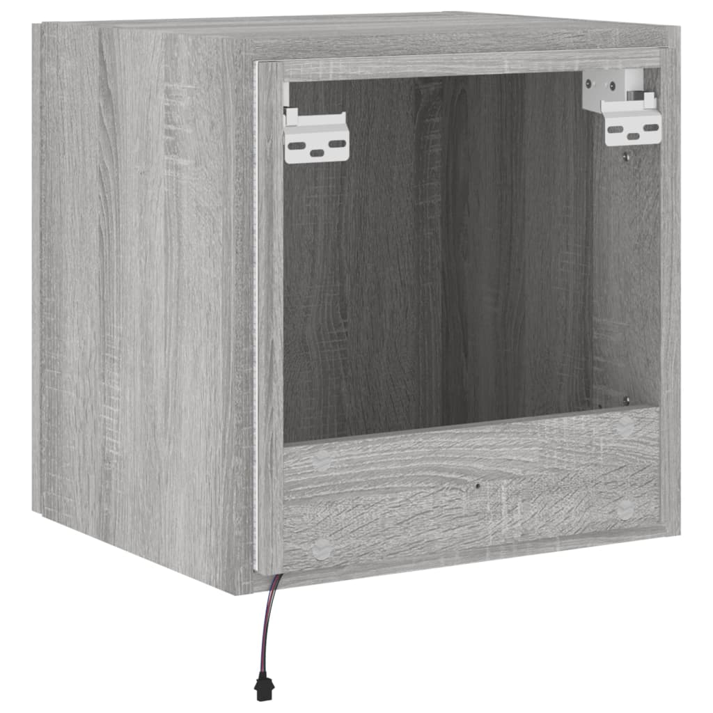 TV-Wandschrank mit LED-Leuchten Grau Sonoma 40,5x35x40 cm